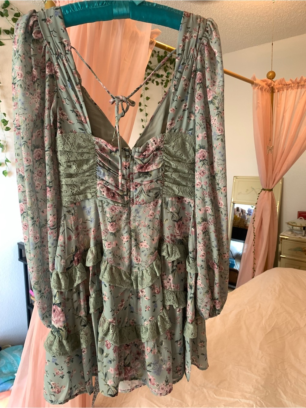 Altar'd State Mint Floral Ruffle Mini Dress - Picture 5 of 8